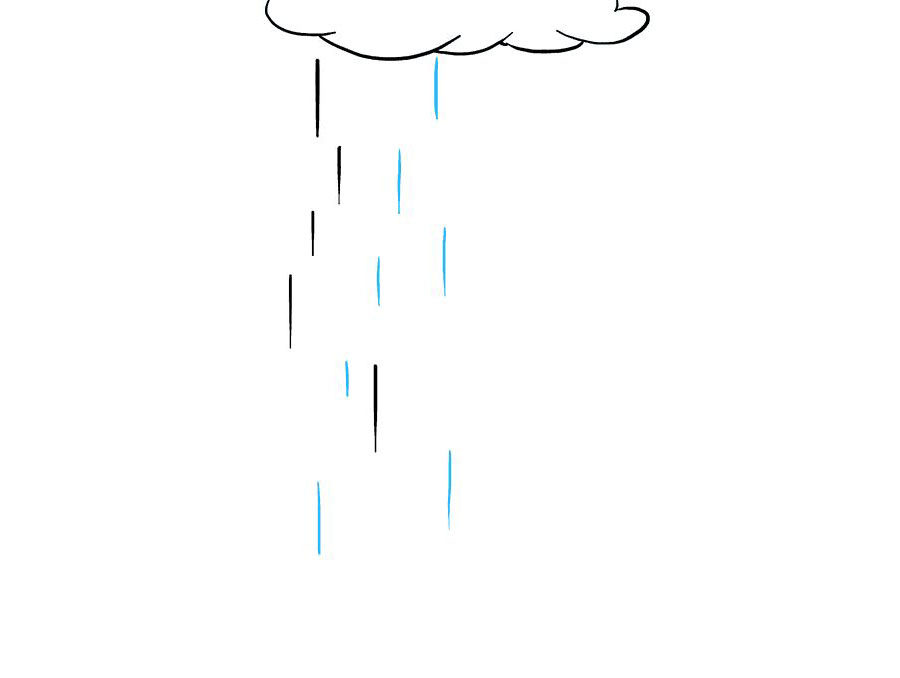 怎么画下雨天