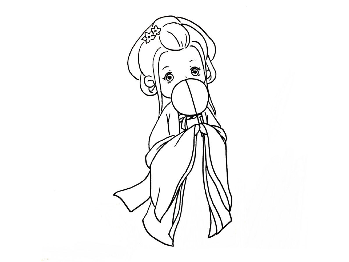犹抱琵琶半遮面古风小女孩简笔画教程