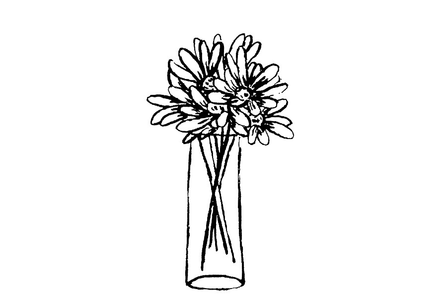 一组漂亮的花瓶插花简笔画图片
