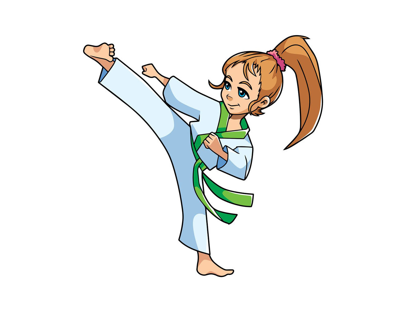练空手道的男孩和女孩简笔画