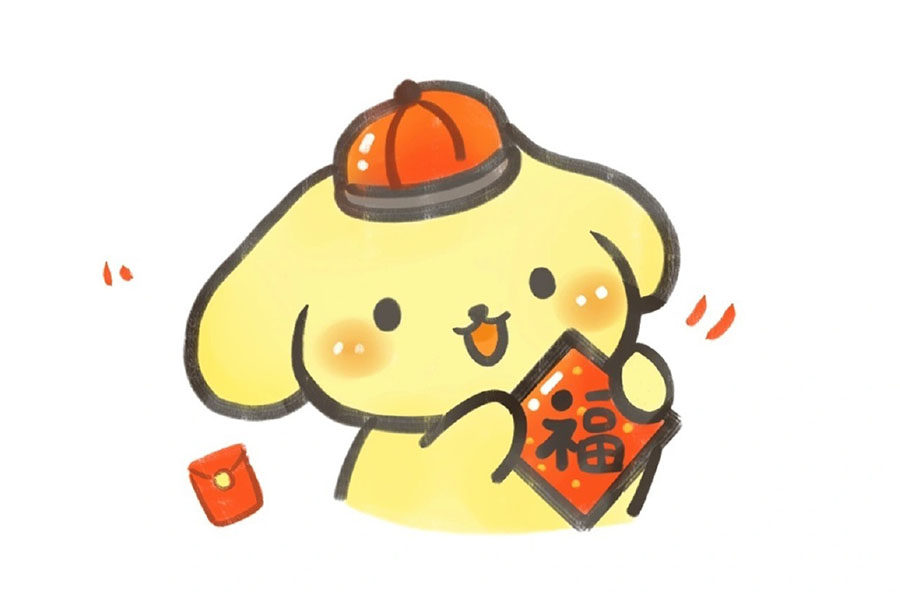 一组可爱的新年动物简笔画图片