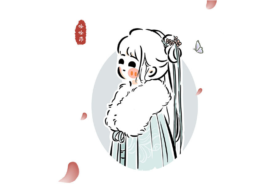古风也可以很可爱 一组漂亮的古风小女孩简笔画图片