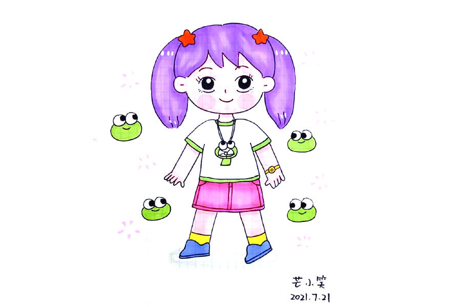 六一儿童节人物简笔画绘画素材