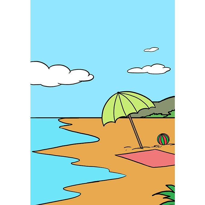 沙滩风景怎么画
