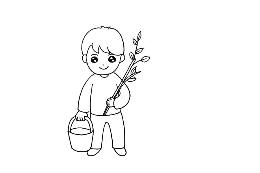 植树节主题简笔画 一起植树