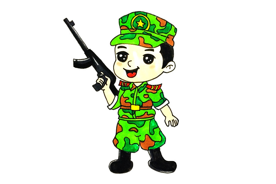 特种兵简笔画步骤