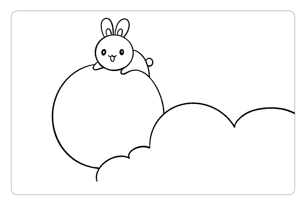 学画可爱的玉兔和月亮简笔画