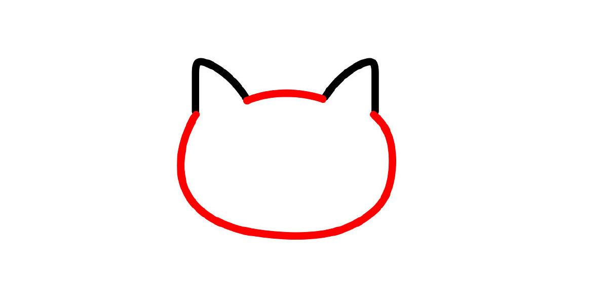 呆萌可爱的小猫简笔画画法步骤