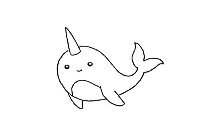 如何画可爱独角鲸简笔画