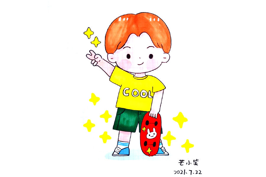 两个运动小朋友简笔画 六一运动过节也不错哦！