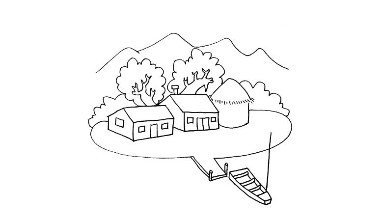 小渔村简笔画画法步骤