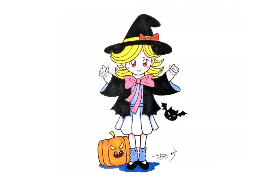 万圣节小魔女的画法