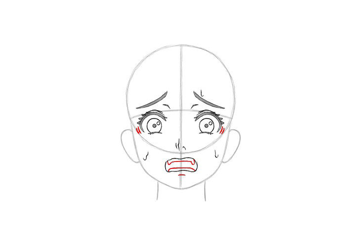 画短发女孩漫画-害怕表情的画法