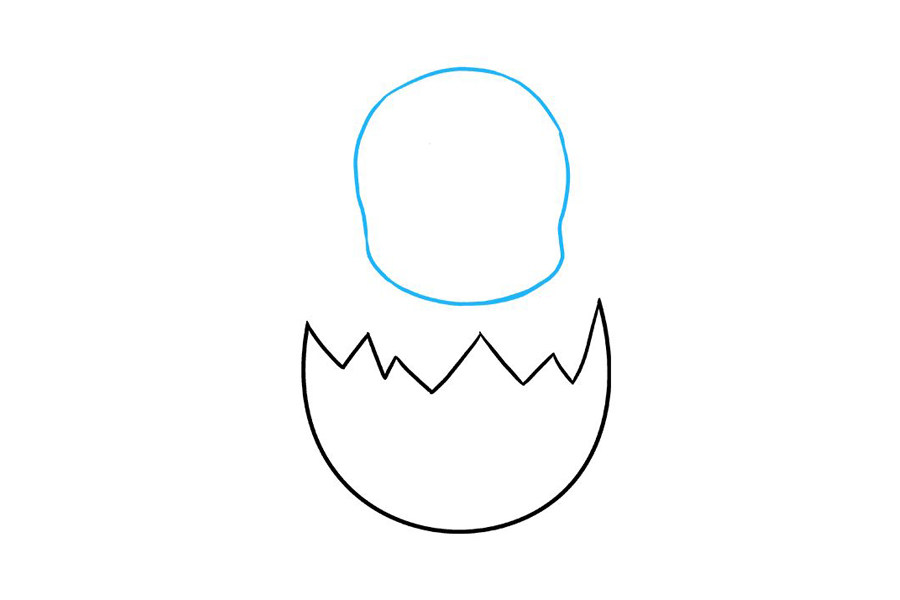 破壳的小鸡简笔画步骤