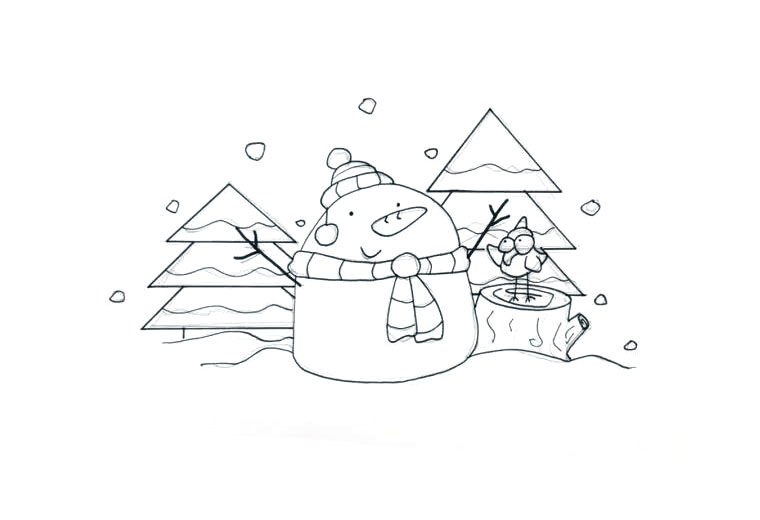 2022雪人的故事简笔画绘画教程
