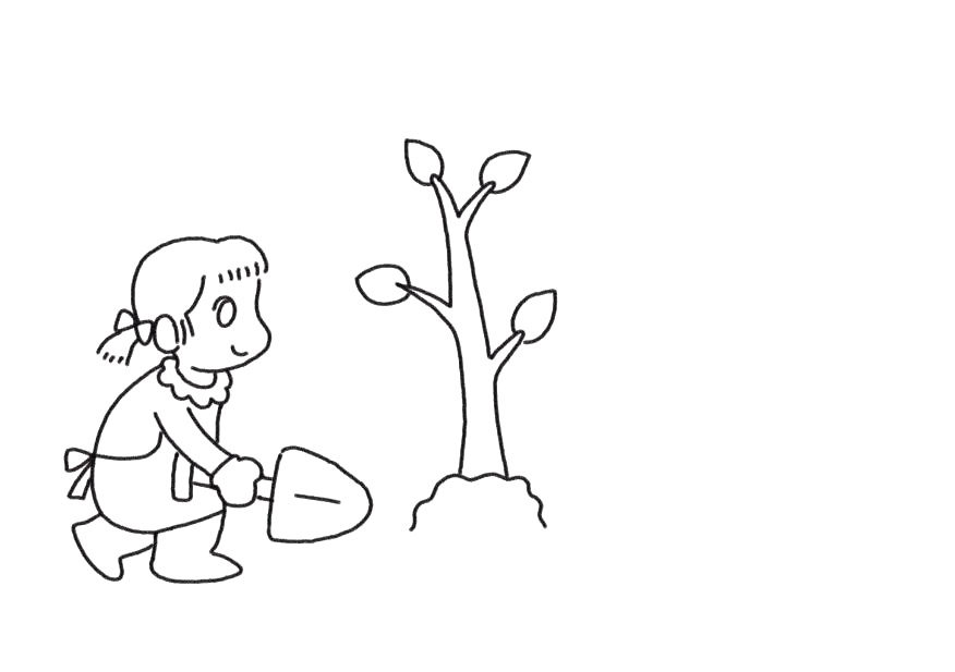 植树快乐简笔画步骤