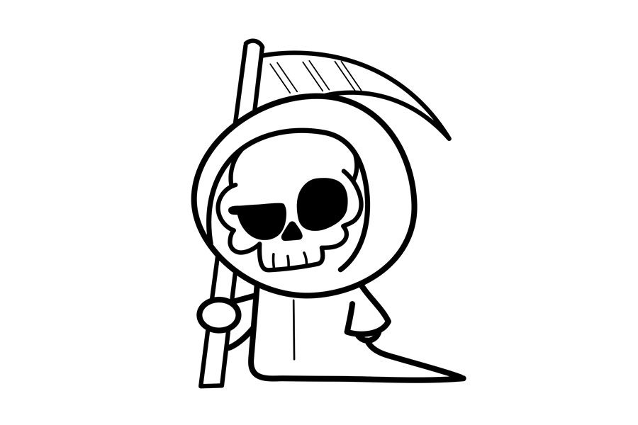 如何画一个可爱的卡通死神