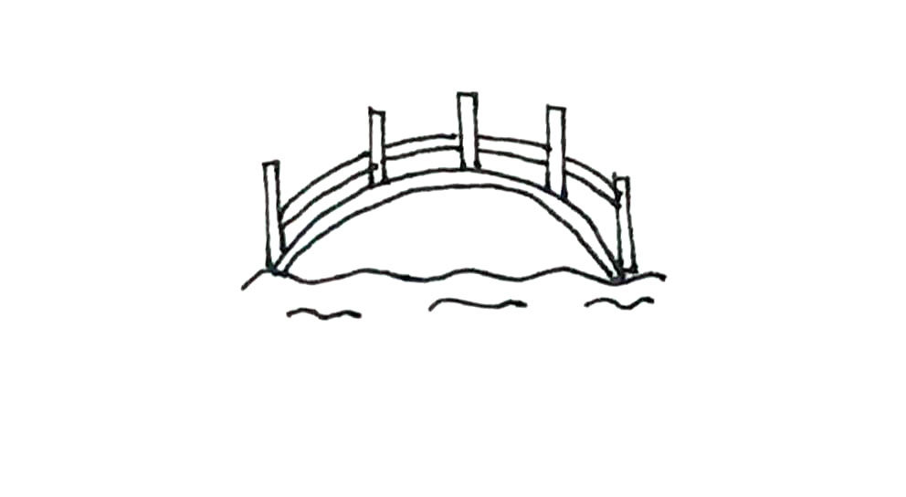 小桥简笔画绘画步骤