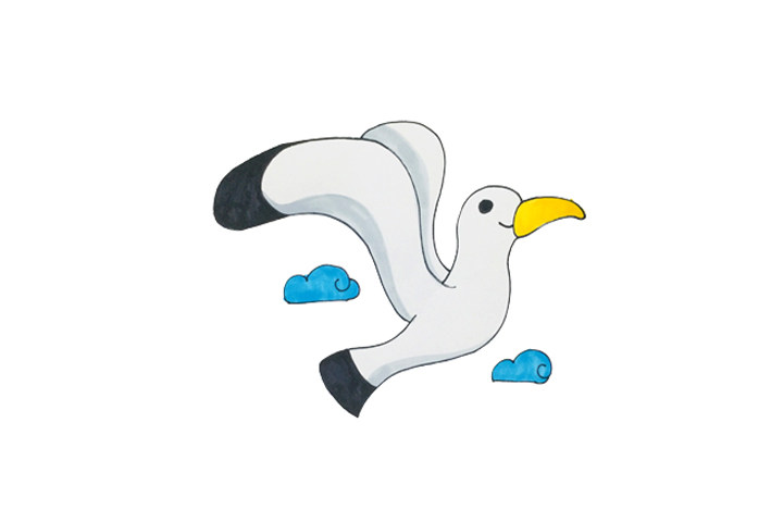 简单的海鸥简笔画画法步骤