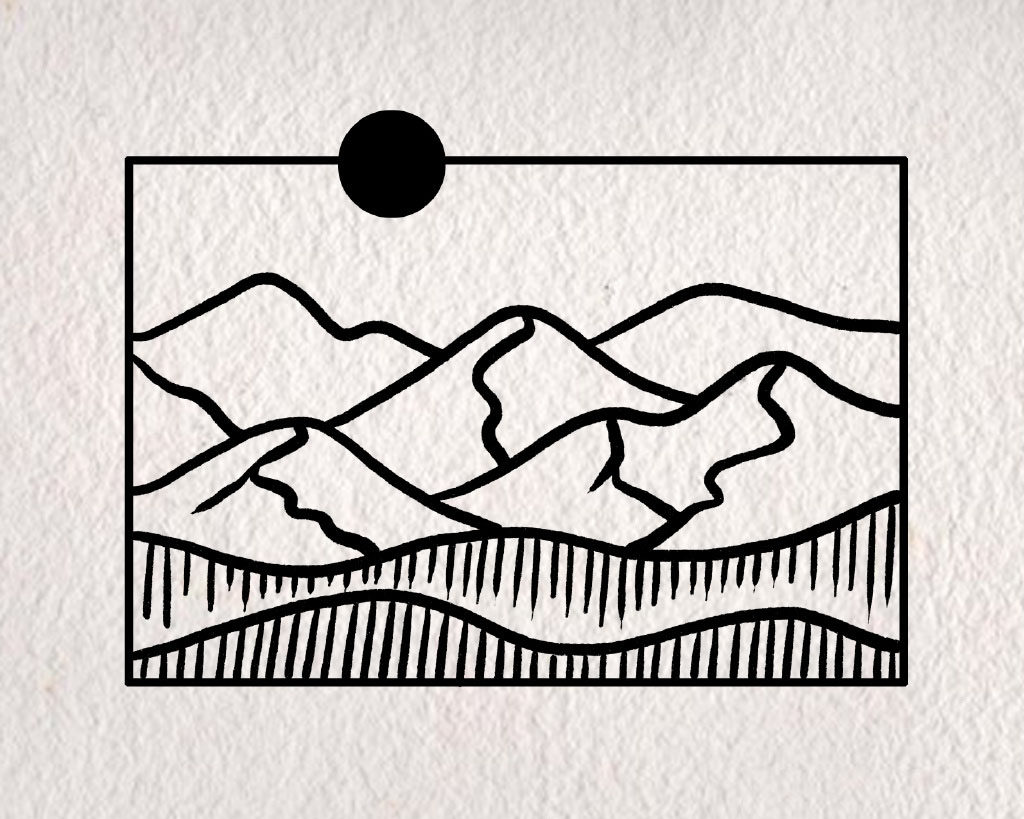 简单的山川风景简笔画教程