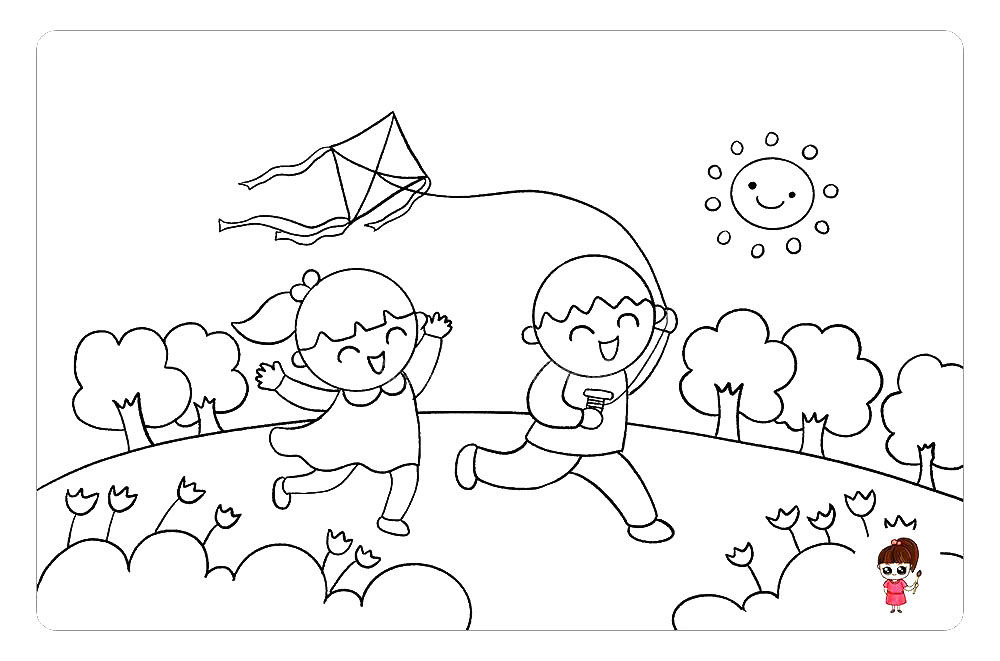 春天放风筝简笔画