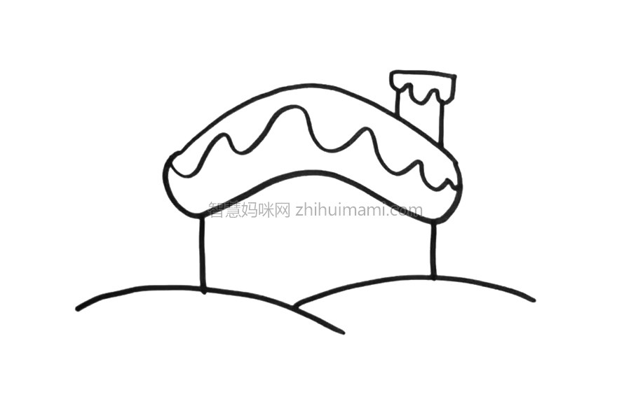 冬天雪房子简笔画画法步骤