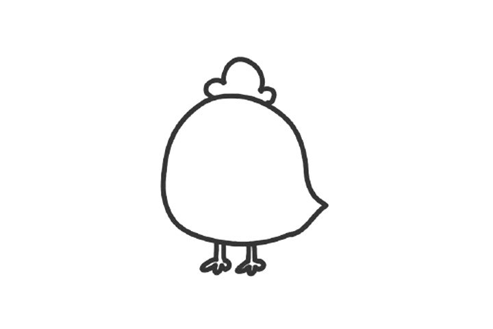 呆萌的小鸡简笔画画法步骤