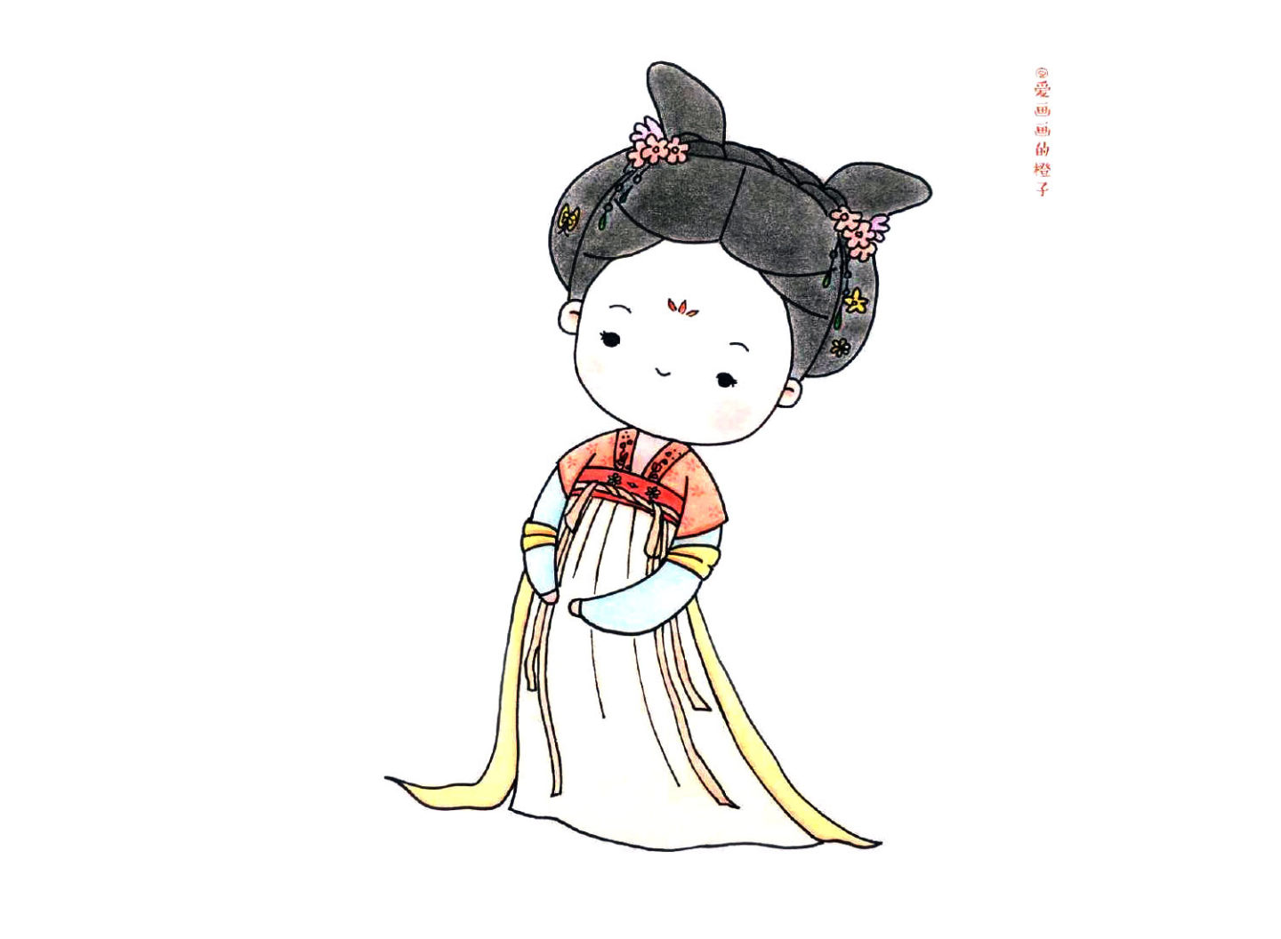 古风简笔画小女孩的画法
