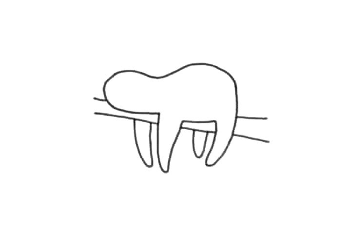 可爱动物简笔画之躺在树枝上的树懒