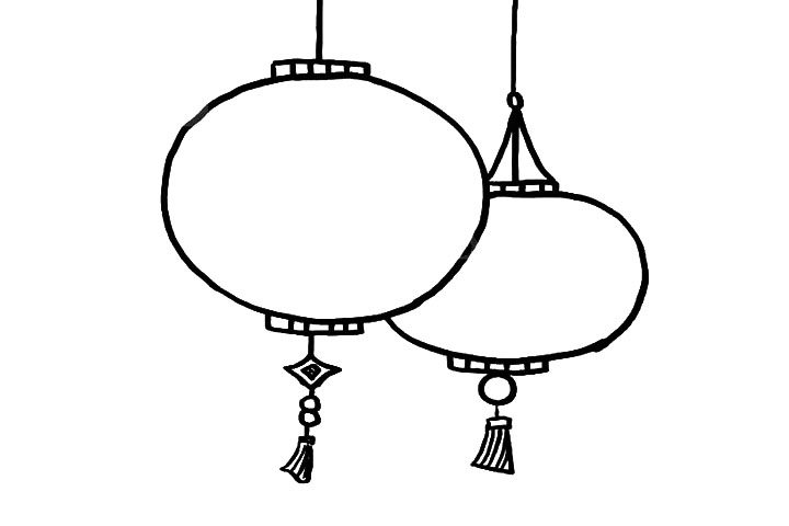 灯笼简笔画画法步骤