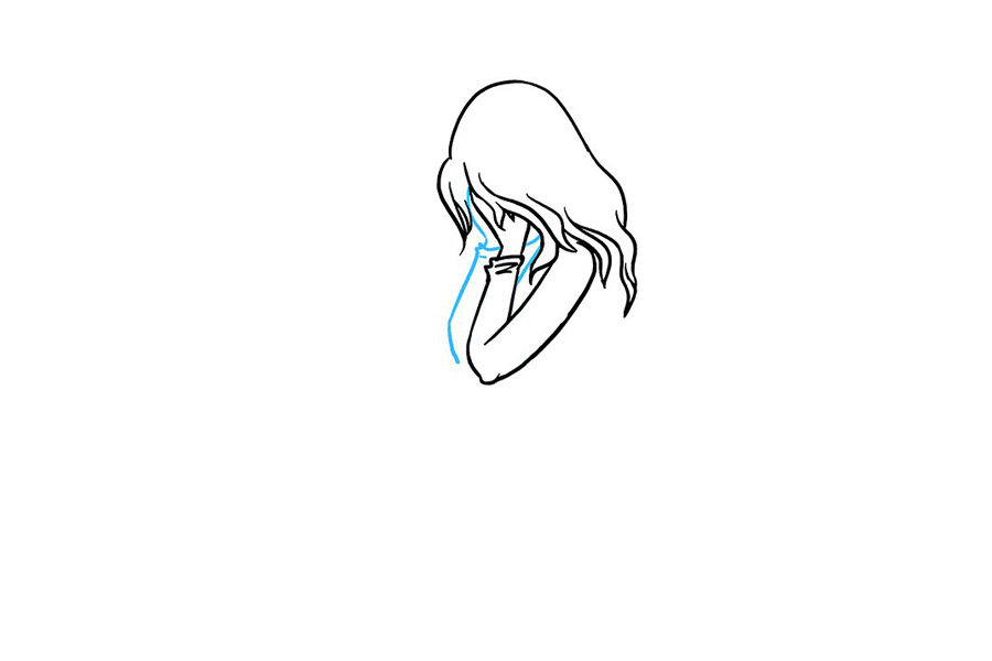 如何画一个伤心哭泣的女孩