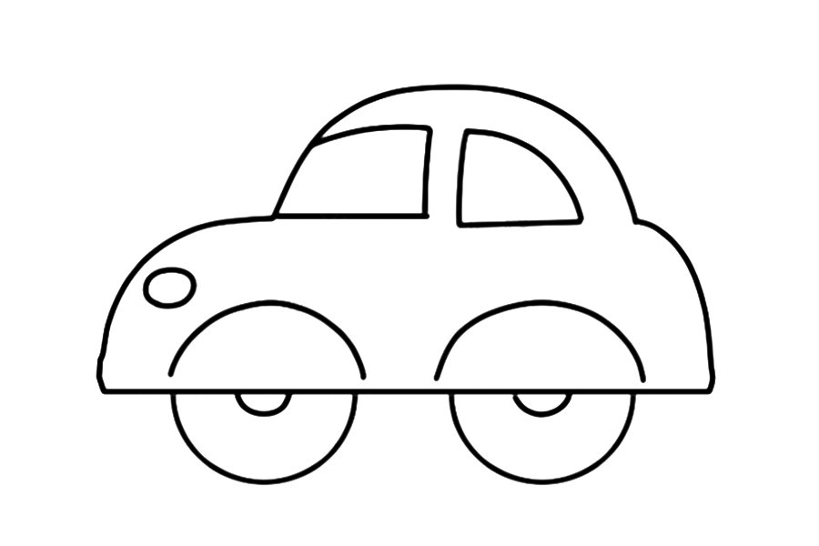 幼儿版简笔画教程 简单三步画小汽车