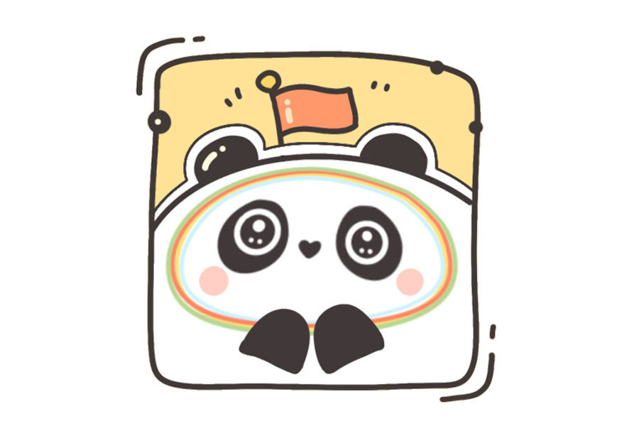 可爱冰墩墩的九宫格自拍照