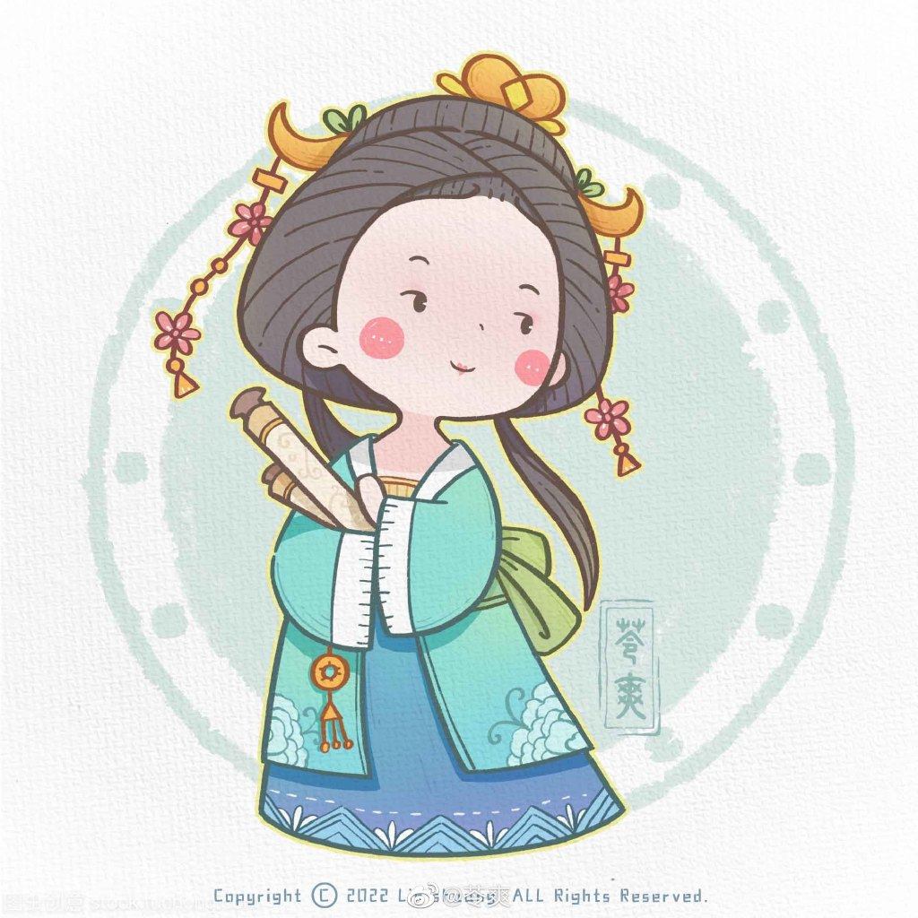 一组可爱古风人物简笔画图片