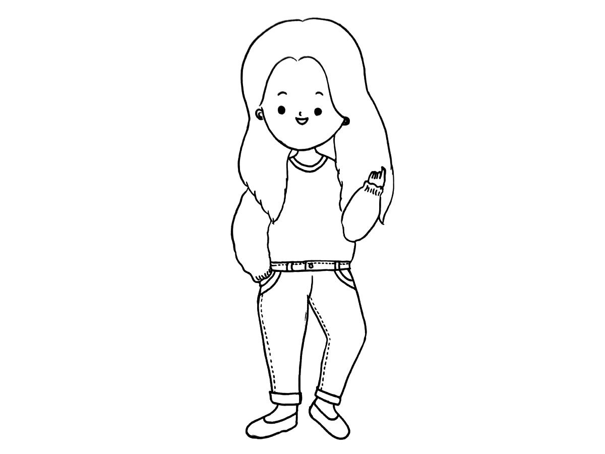 关于冬日少女穿搭简笔画图片