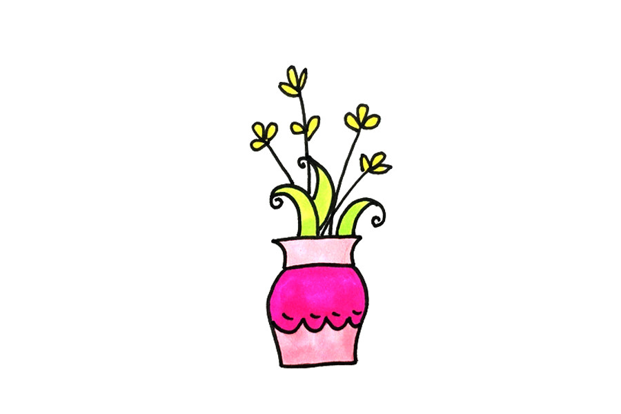 花瓶插花怎么画