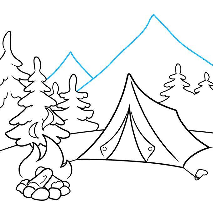 消防安全绘画-野外露营场景