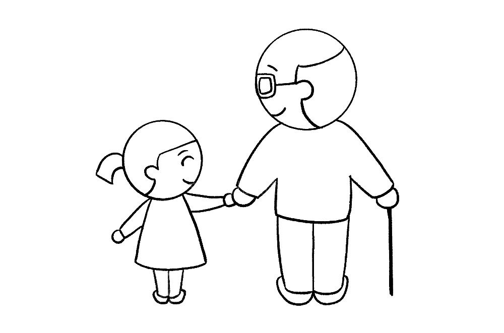 学画重阳敬老简笔画