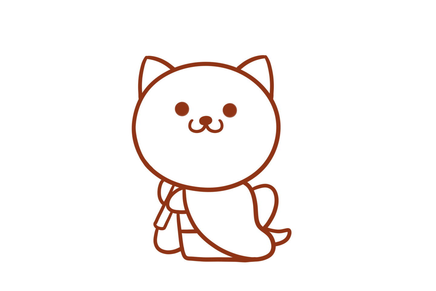 可爱的和服小猫简笔画画法