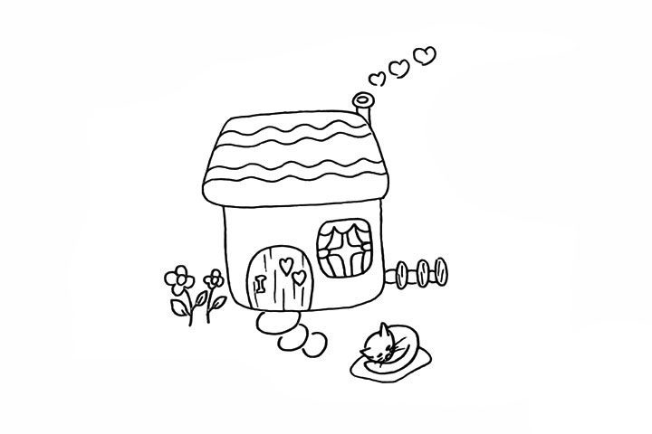 小房子简笔画画法步骤