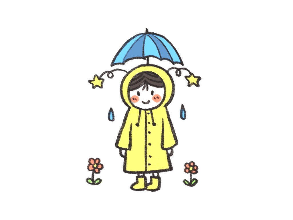 下雨天穿雨衣的小朋友简笔画教程