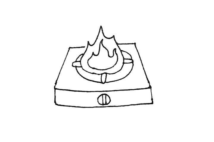 燃气灶简笔画画法步骤