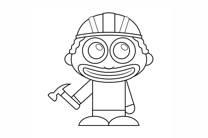 如何画一名建筑工人卡通简笔画
