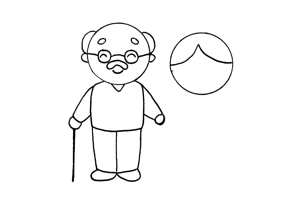 重阳节画幅慈祥的老人简笔画