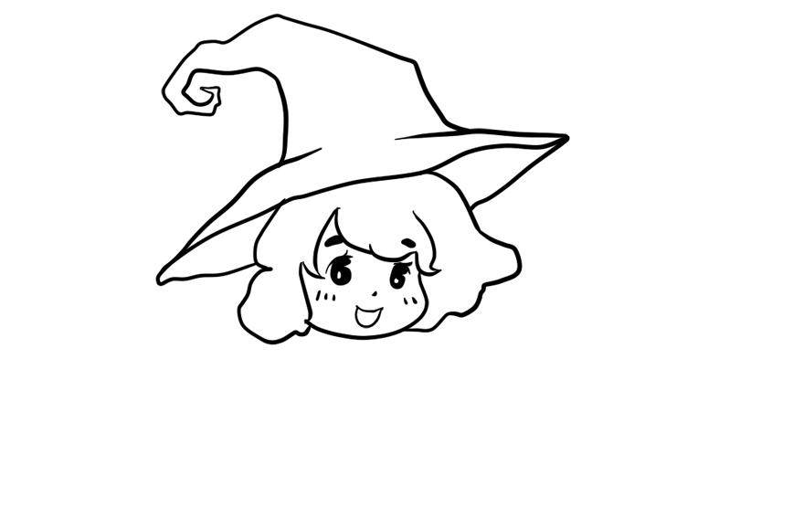 骑扫帚的小魔女简笔画