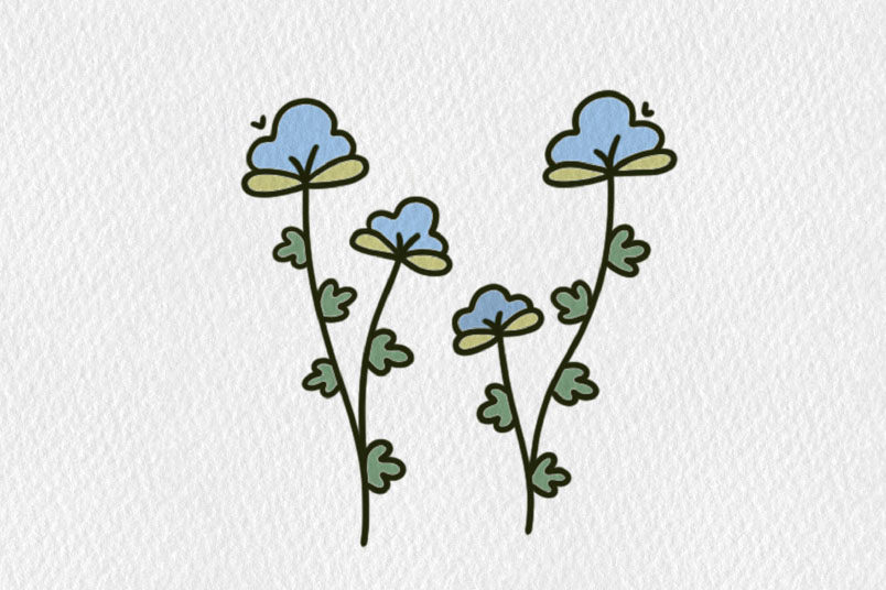 小清新彩色花朵简笔画