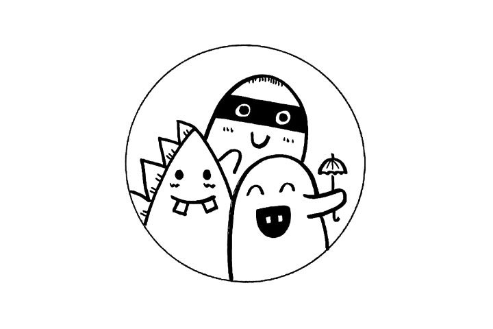 一组怪兽简笔画图片开心又可爱