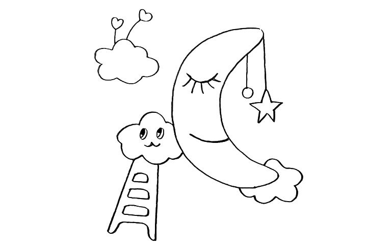 卡通月亮简笔画画法教程