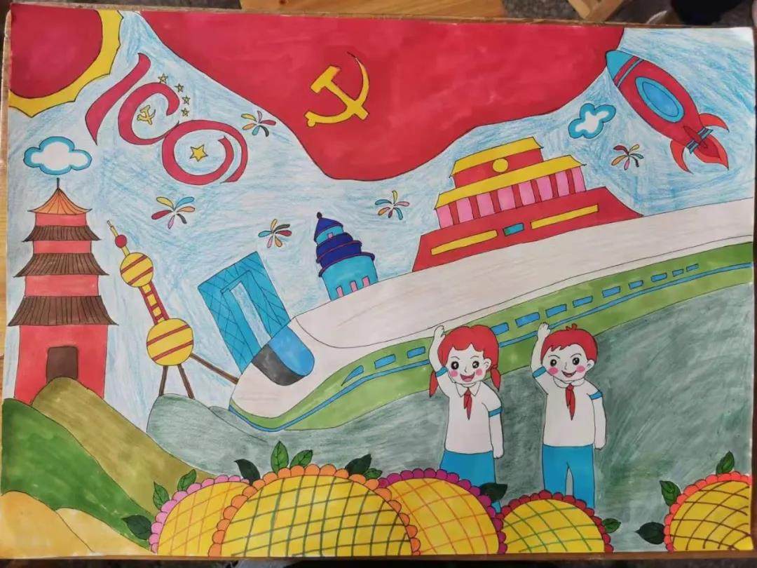 小学生童心共筑中国梦绘画作品