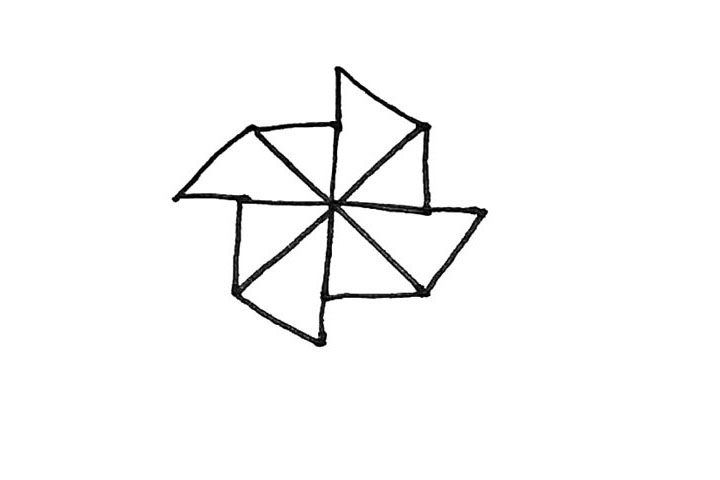 玩具风车简笔画画法步骤